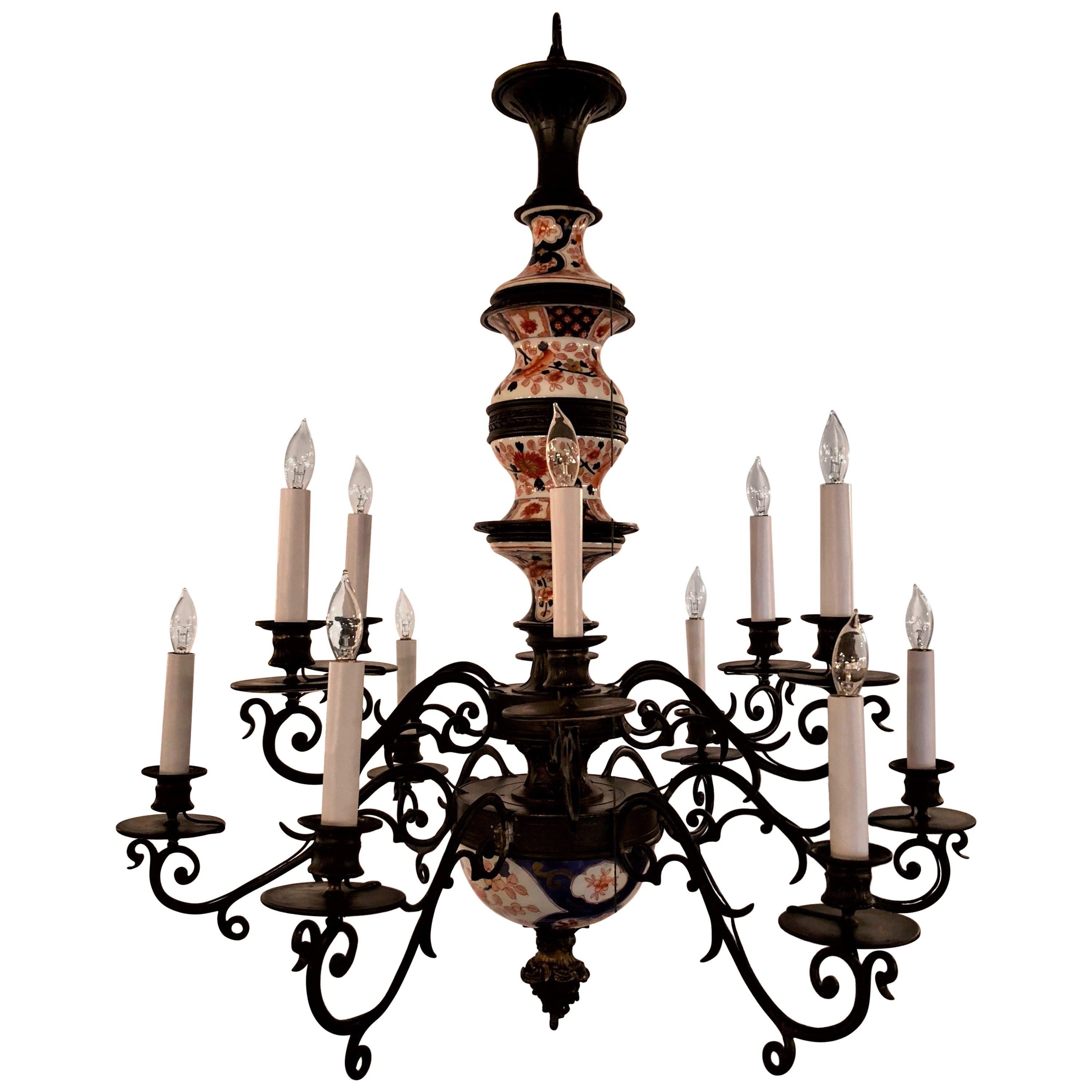 A handsome fixture with the ever-popular Imari porcelain serving as its stem.
 