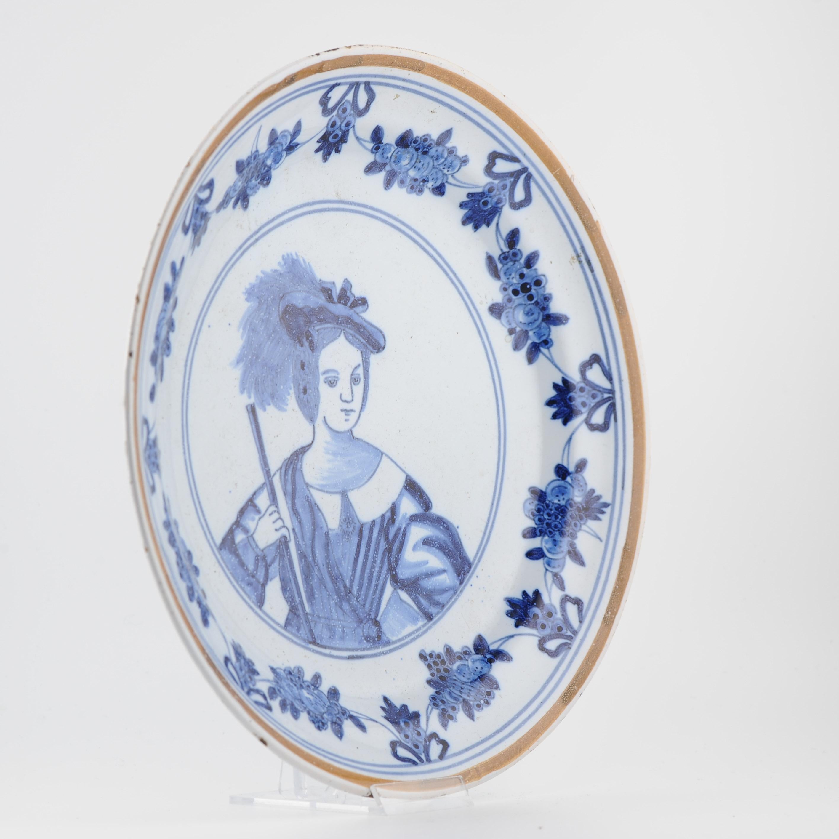 Ancienne assiette en faïence de Delft hollandaise du 19ème siècle Porceleine Klauw en vente 4