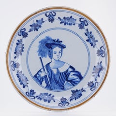 Antique 19th century Dutch Delft Earthenware Plate Delftware Porceleine Klauw