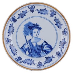 Antique 19th century Dutch Delft Earthenware Plate Delftware Porceleine Klauw