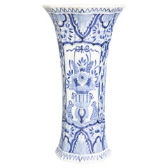 Antike Niederländische Delft Fayence Blumenvase aus dem 19.