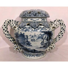 Antique 19th Century Dutch Delft Porcelain Tulipiere Urn, circa 1840