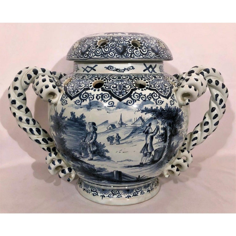 Antique 19th Century Dutch Delft Porcelain Tulipiere Urn, circa 1840 at