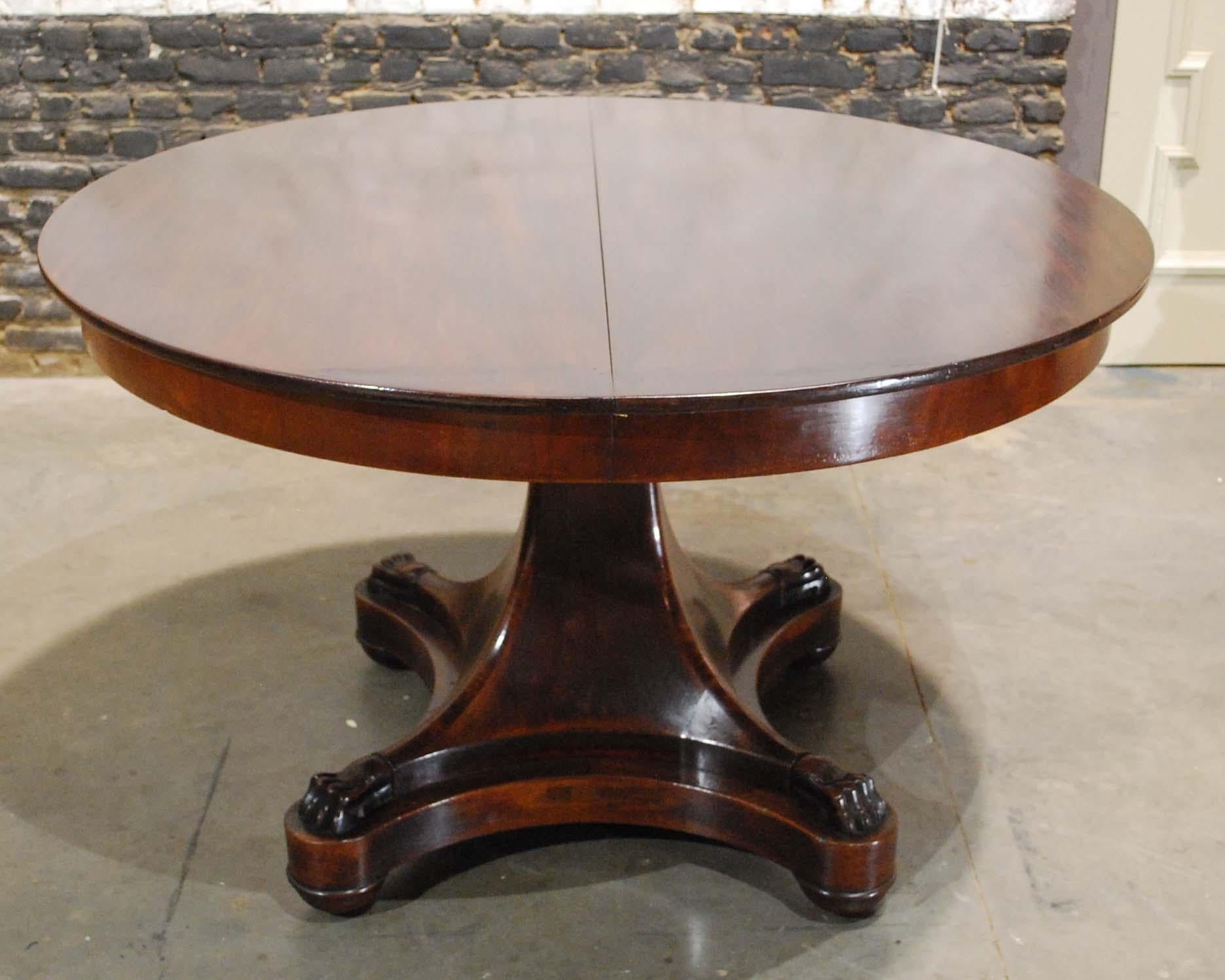 19th Century Antique 19th century Dutch Empire Extendable Mahogany Dining Table