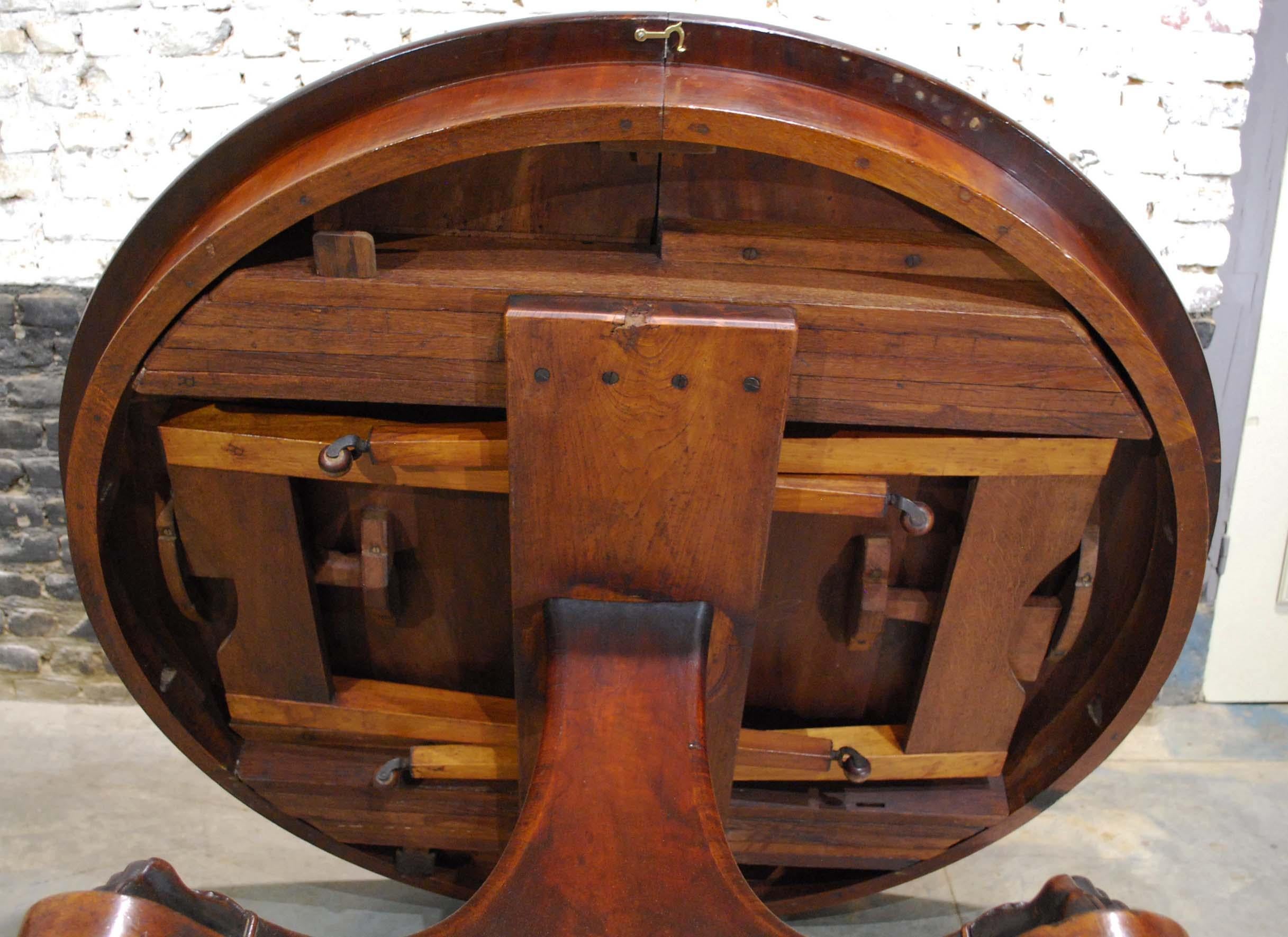 Antique 19th century Dutch Empire Extendable Mahogany Dining Table 1