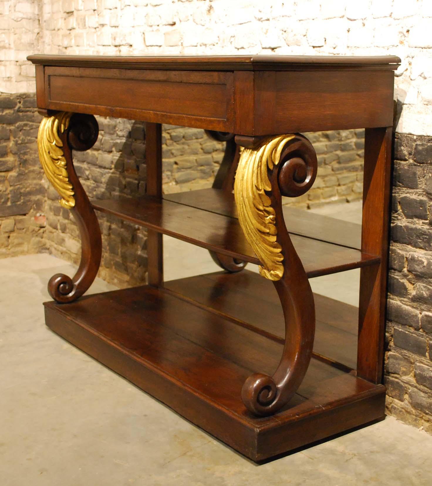 Antique 19th Century Dutch Empire Oak and Gold Leaf Trumeau or Sideboard In Good Condition For Sale In Casteren, NL
