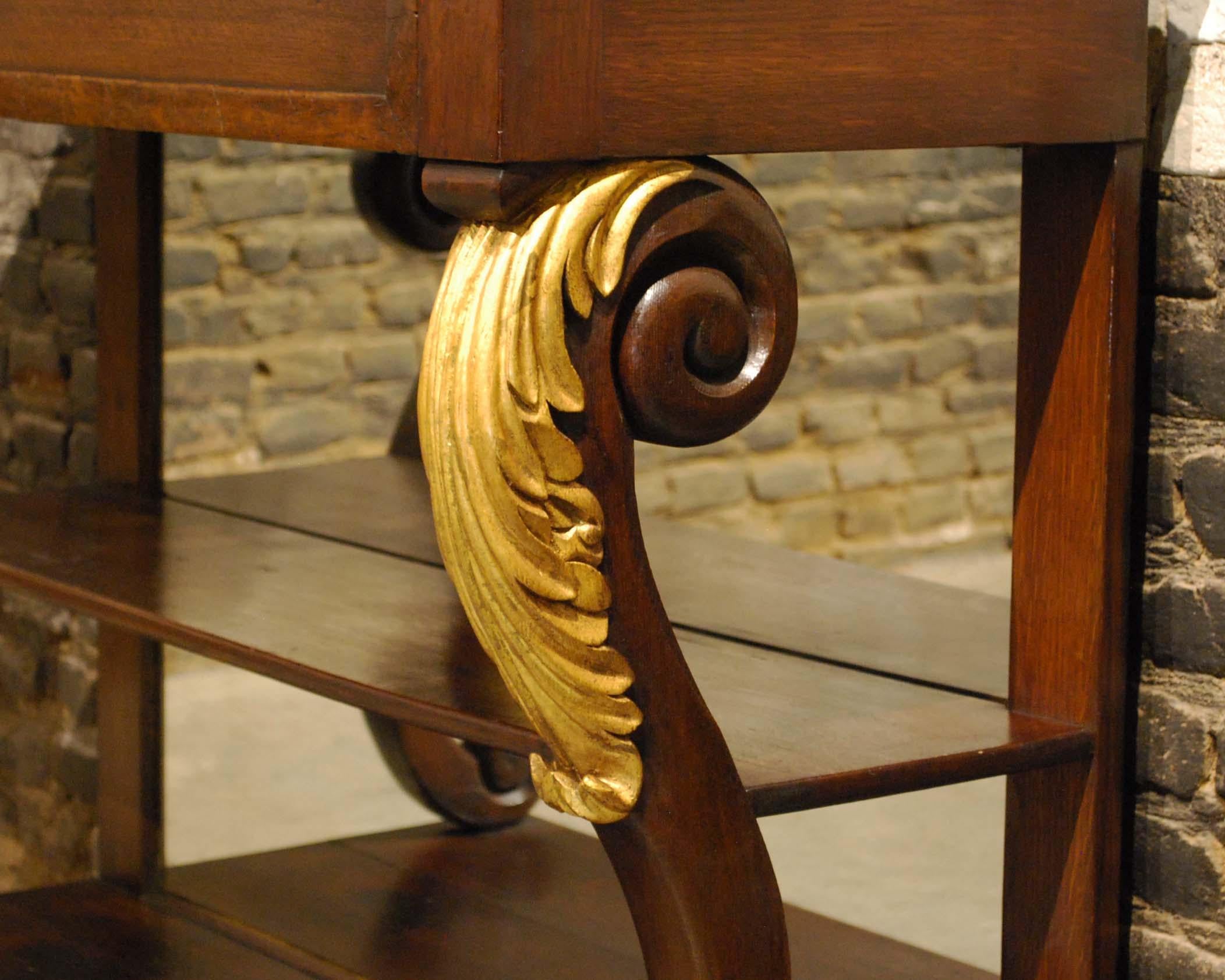 Antique 19th Century Dutch Empire Oak and Gold Leaf Trumeau or Sideboard For Sale 1