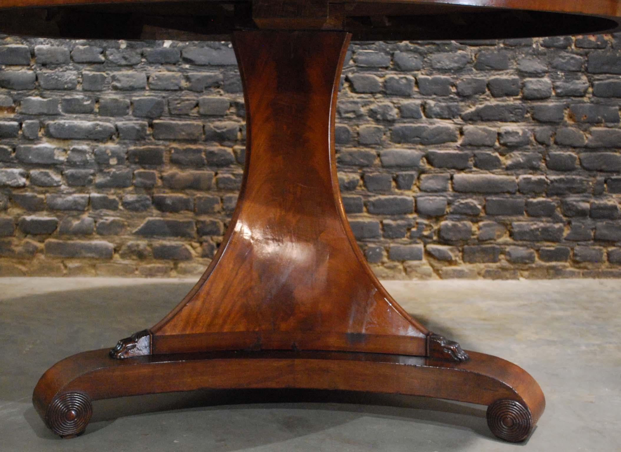 Antique 19th Century Dutch Empire Round Mahogany Dining Table 4