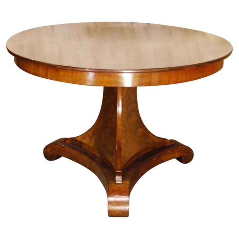 Antique 19th Century Dutch Empire Round Mahogany Dining Table at
