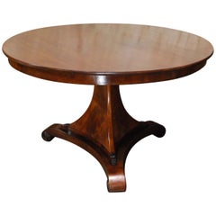 Antique 19th Century Dutch Empire Round Mahogany Dining Table