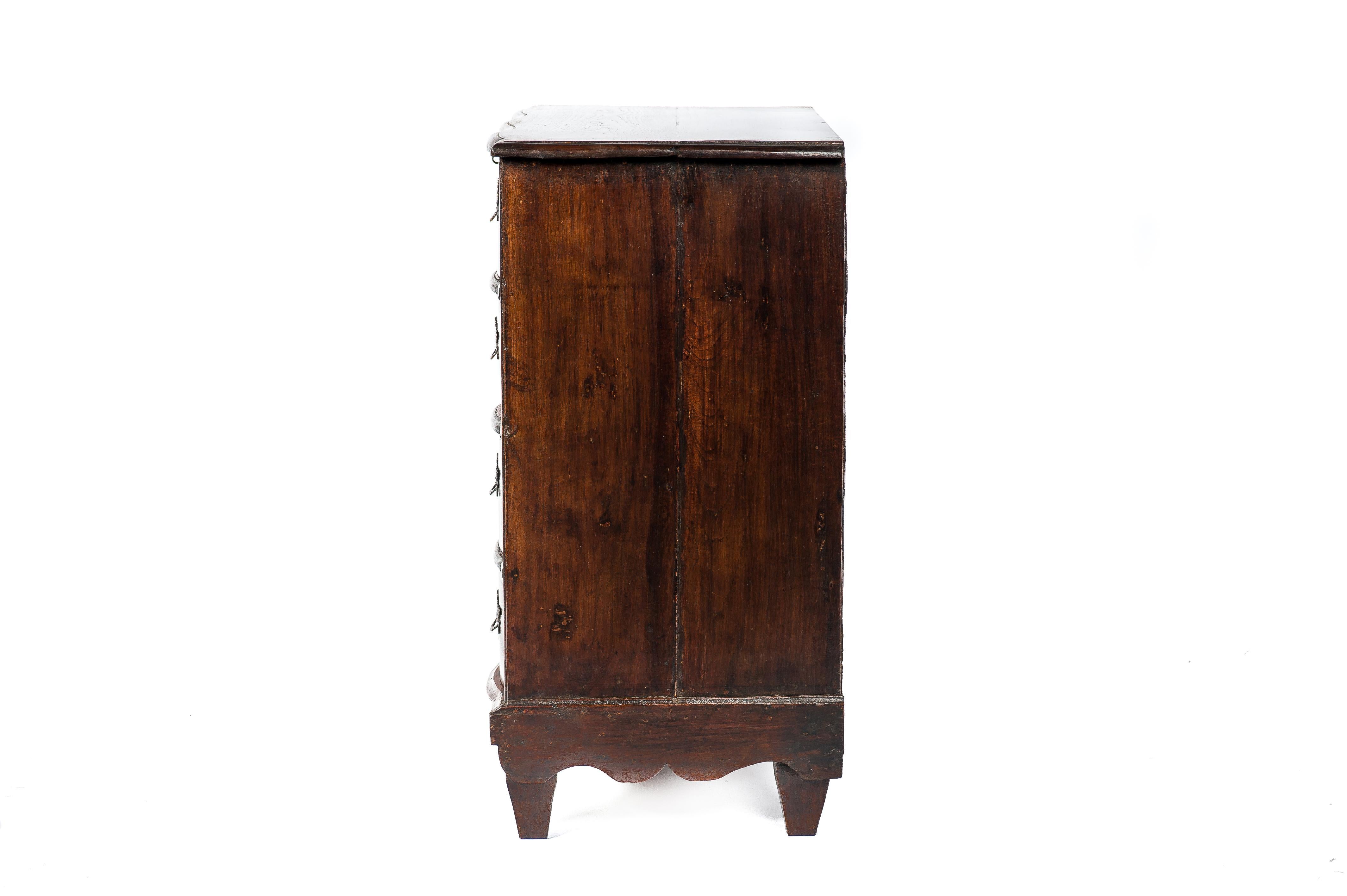 European Antique 19th Century Dutch Empire Warm Brown Curved Commode in Solid Elm For Sale