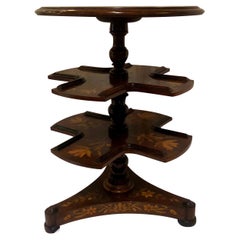 Antique 19th Century Dutch Marquetry 3 Tier Book Stand Table