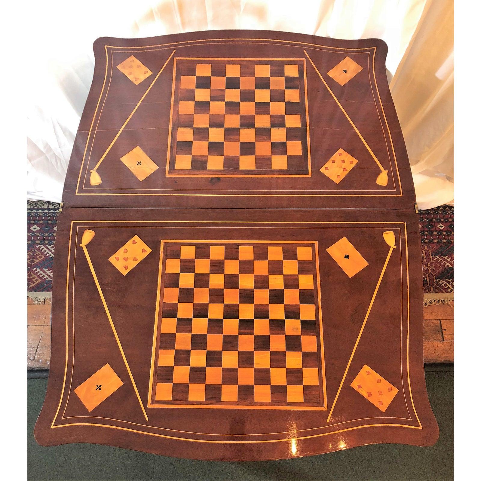 Antique 19th Century Dutch Marquetry Games Table, Backgammon, Chess and Checkers In Good Condition For Sale In New Orleans, LA