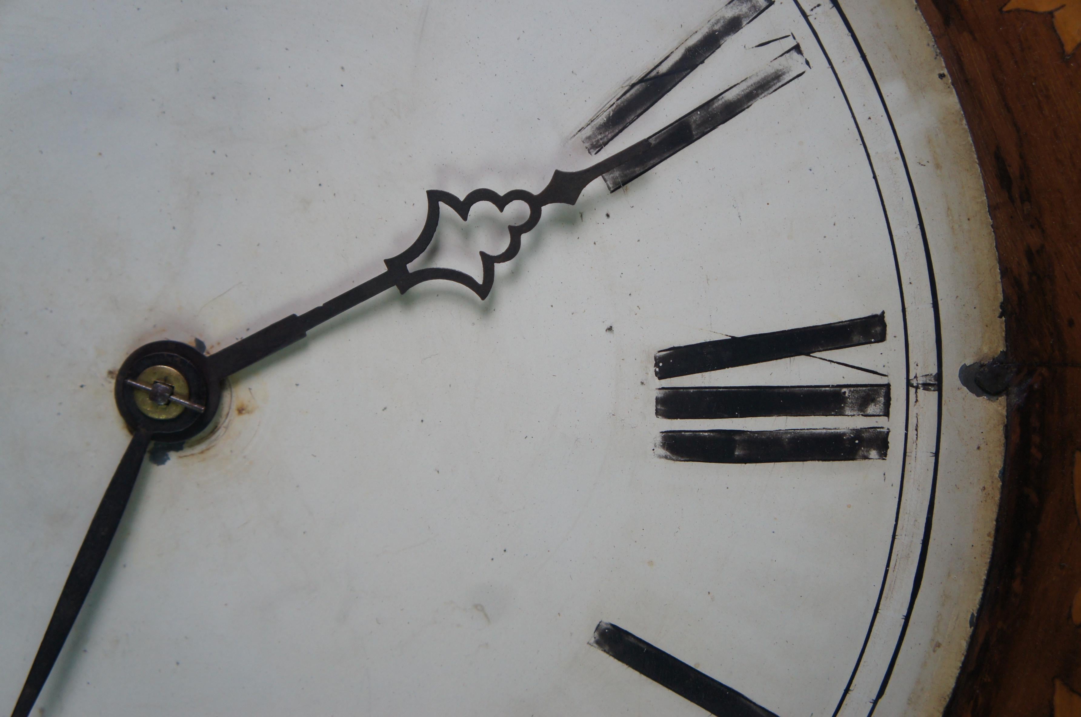 Antique 19th Century Dutch Marquetry Scrolled Floral Inlaid Walnut Wall Clock In Good Condition In Dayton, OH