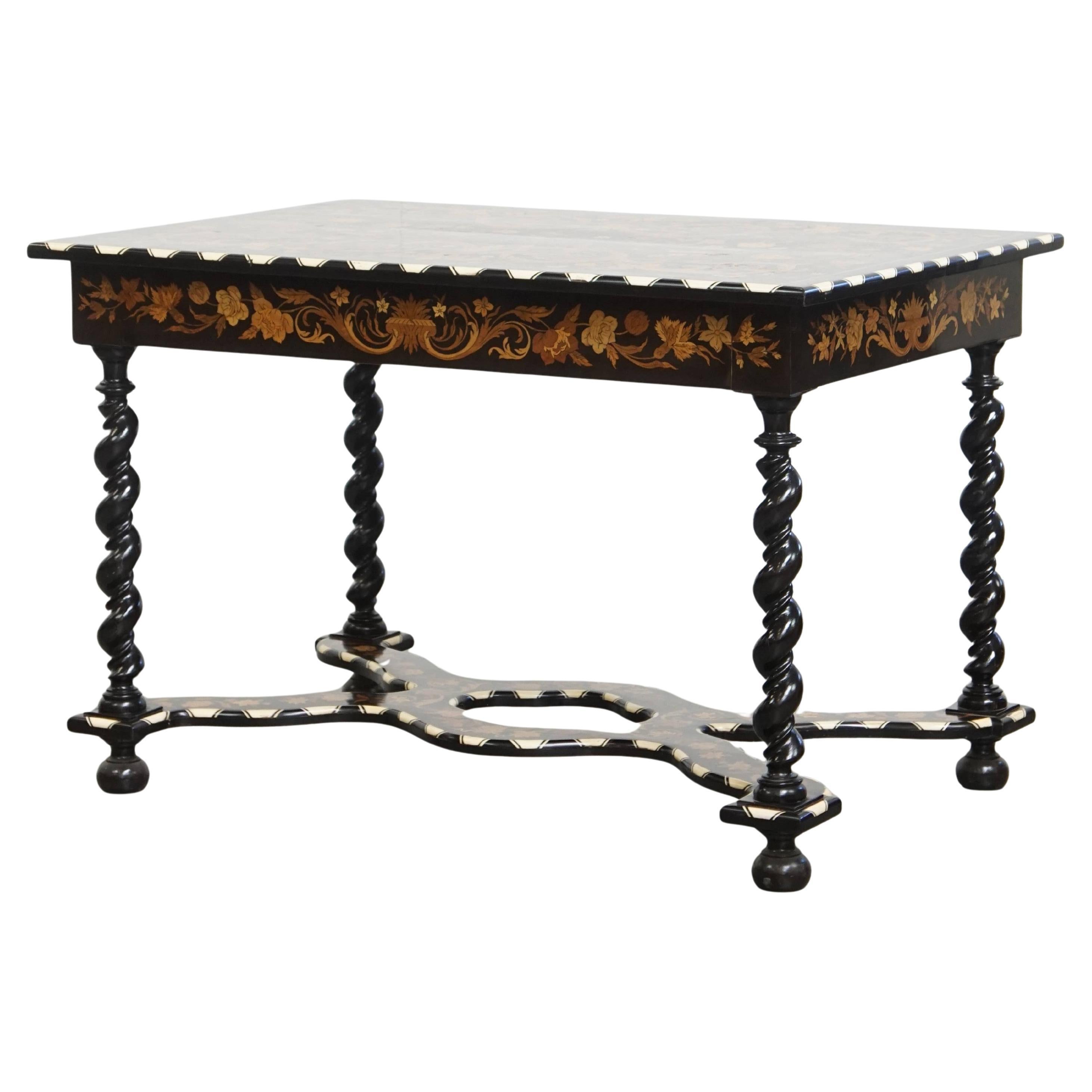 Antique 19th-Century Dutch Marquetry Table For Sale
