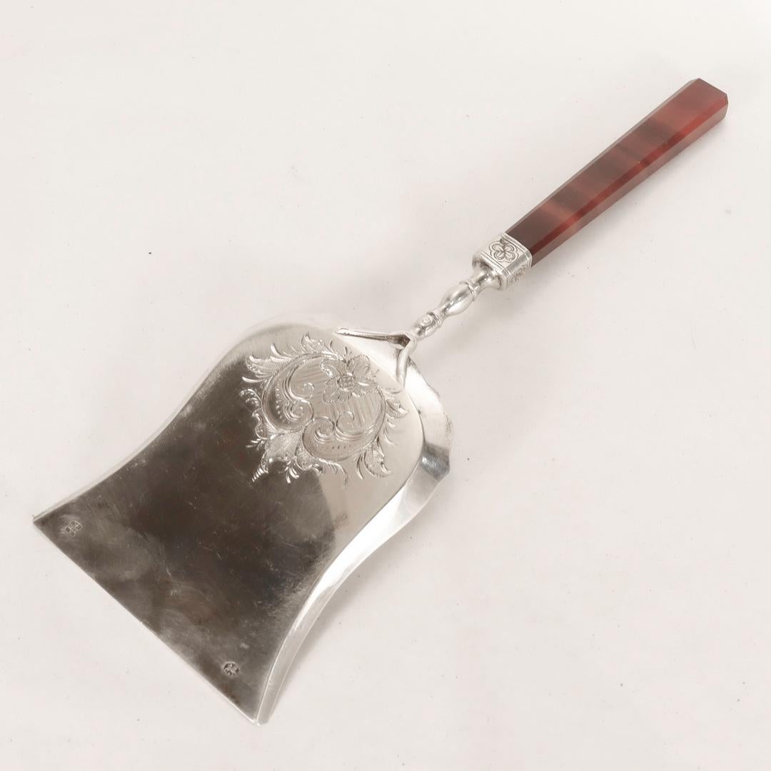 Antique 19th Century Dutch Silver & Banded Agate Pastry Server or Shovel For Sale 5