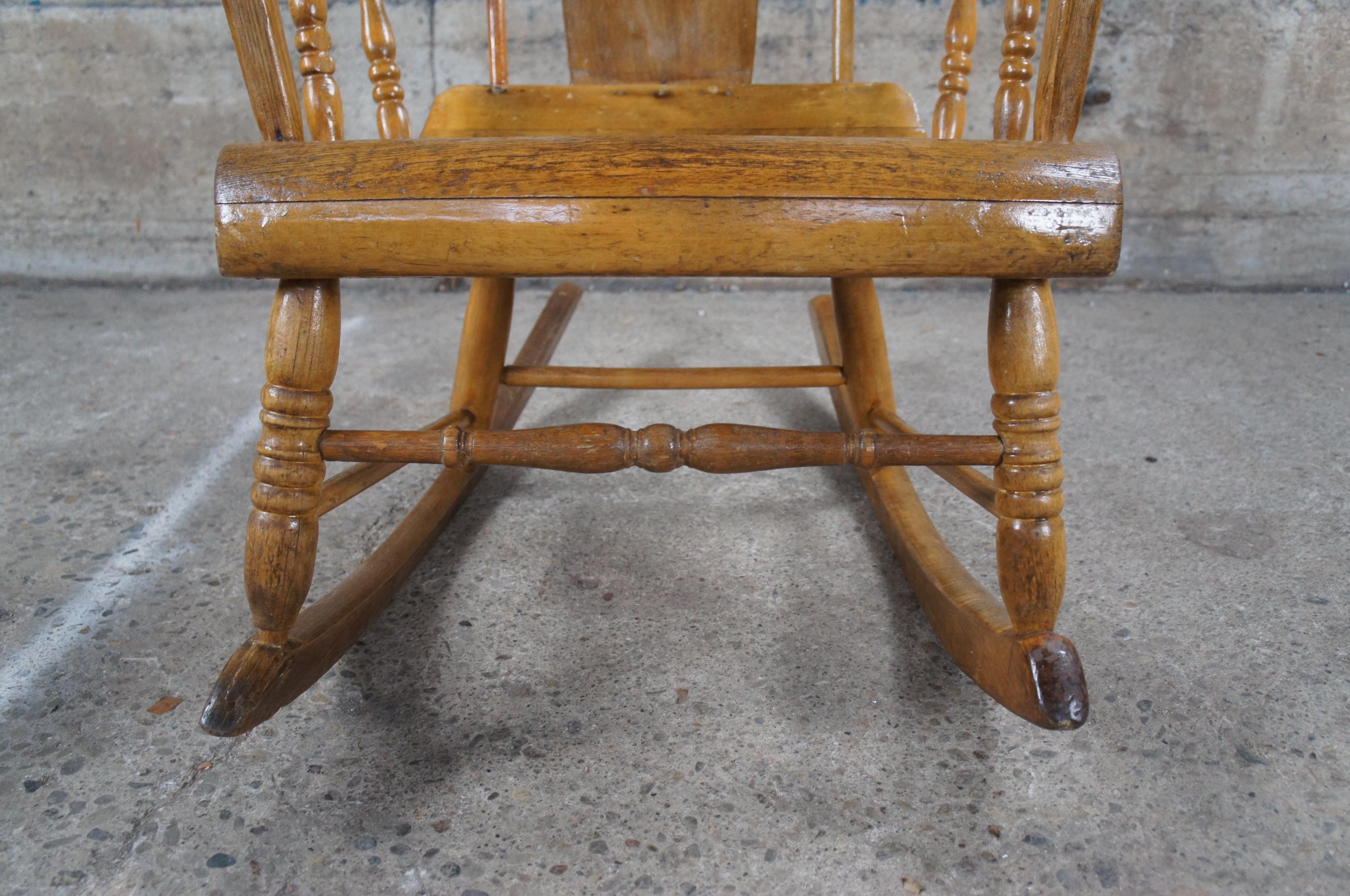 Antique 19th Century Early American Farmhouse Oak Bentwood Rocking Arm Chair  4