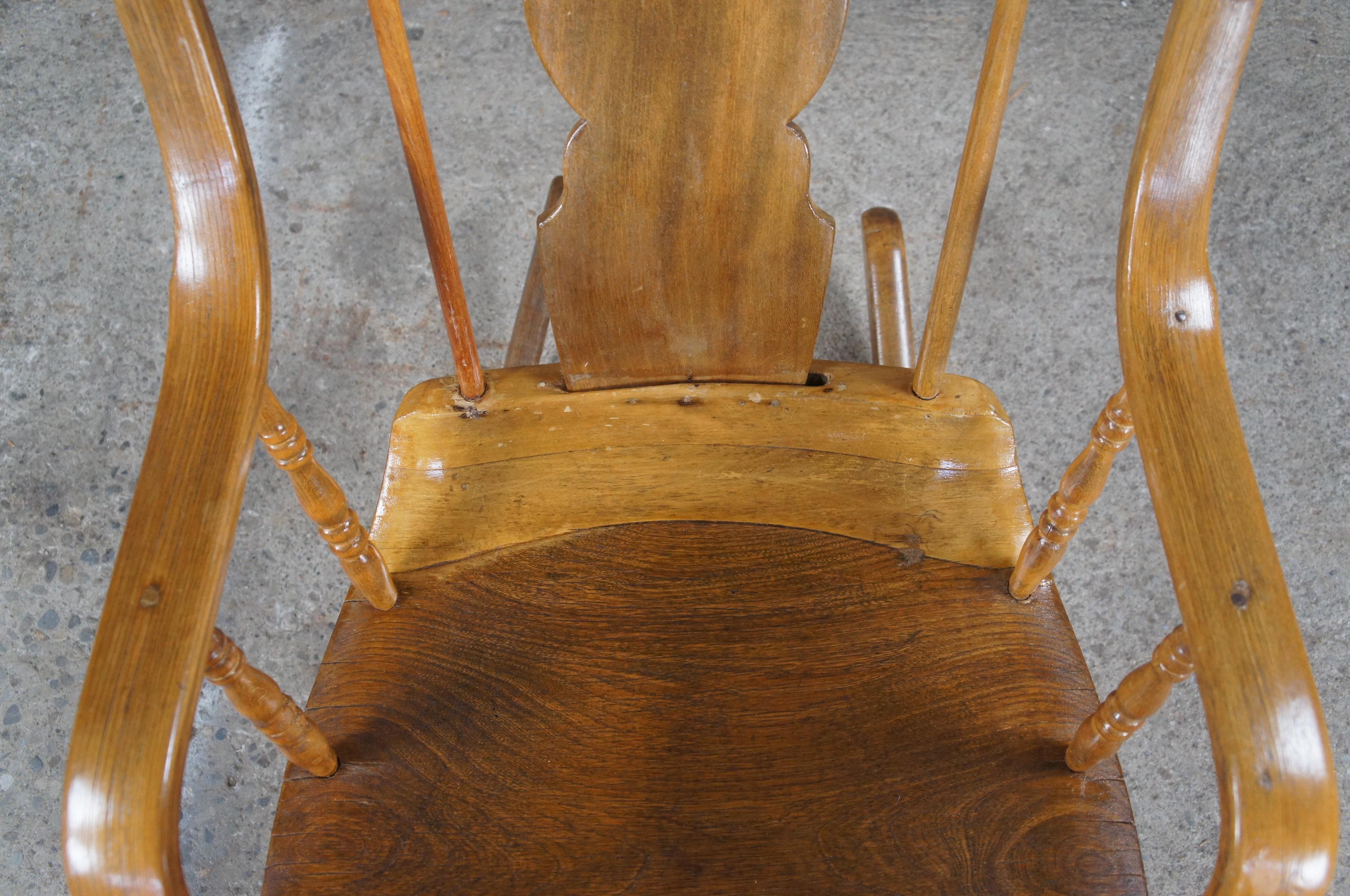 Antique 19th Century Early American Farmhouse Oak Bentwood Rocking Arm Chair  5