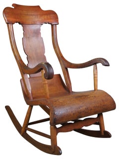Antique 19th Century Early American Maple Bentwood Rocking Arm Chair