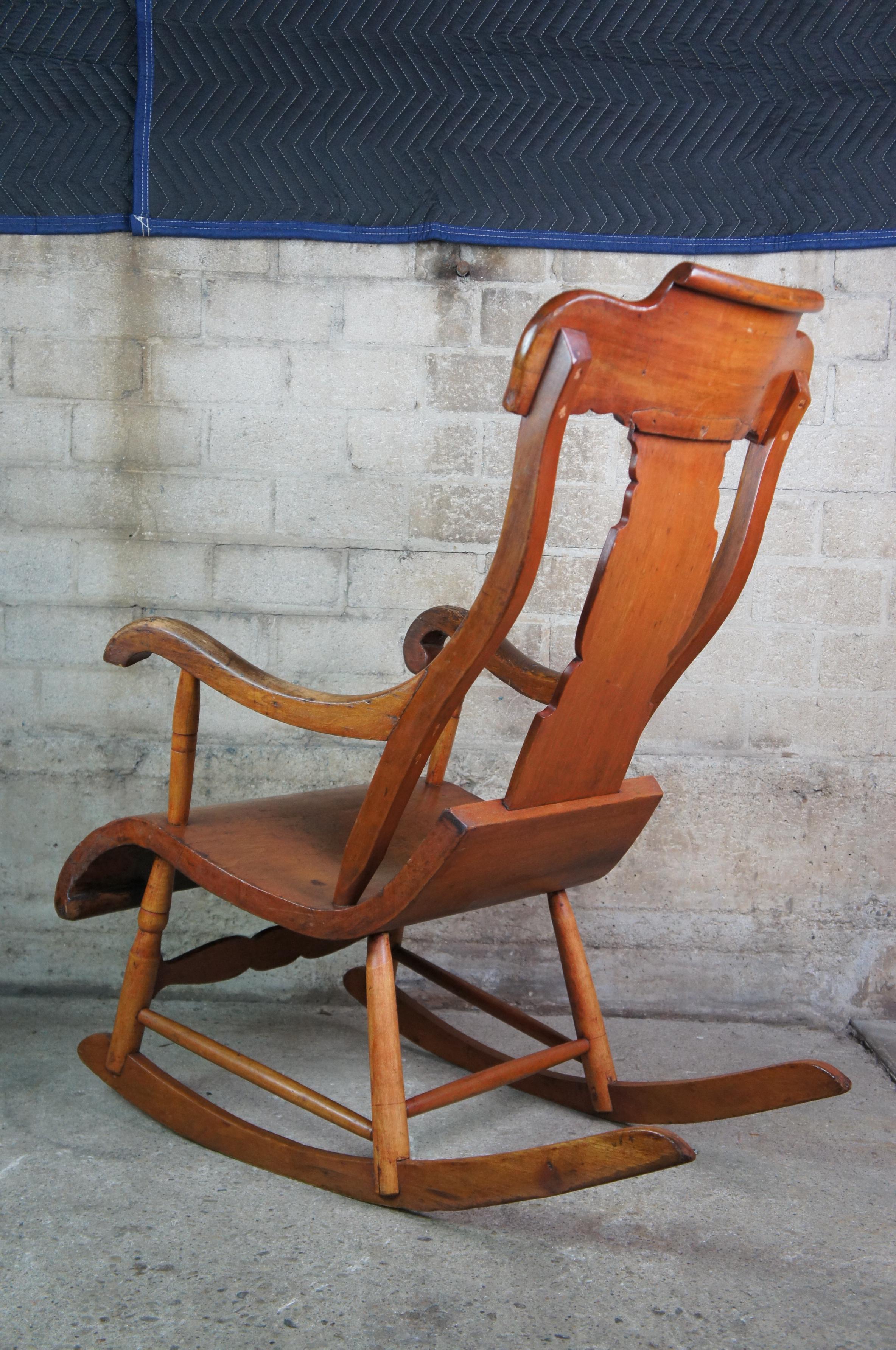 Antique 19th Century Early American Maple Bentwood Rocking Arm Chair 1