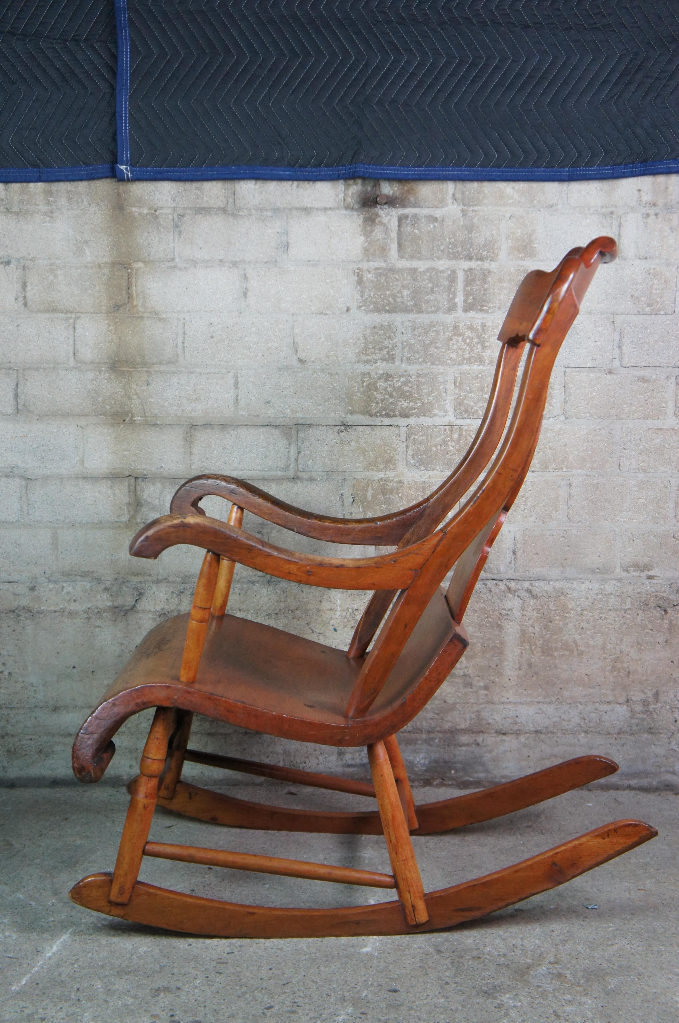 Antique 19th Century Early American Maple Bentwood Rocking Arm Chair 2