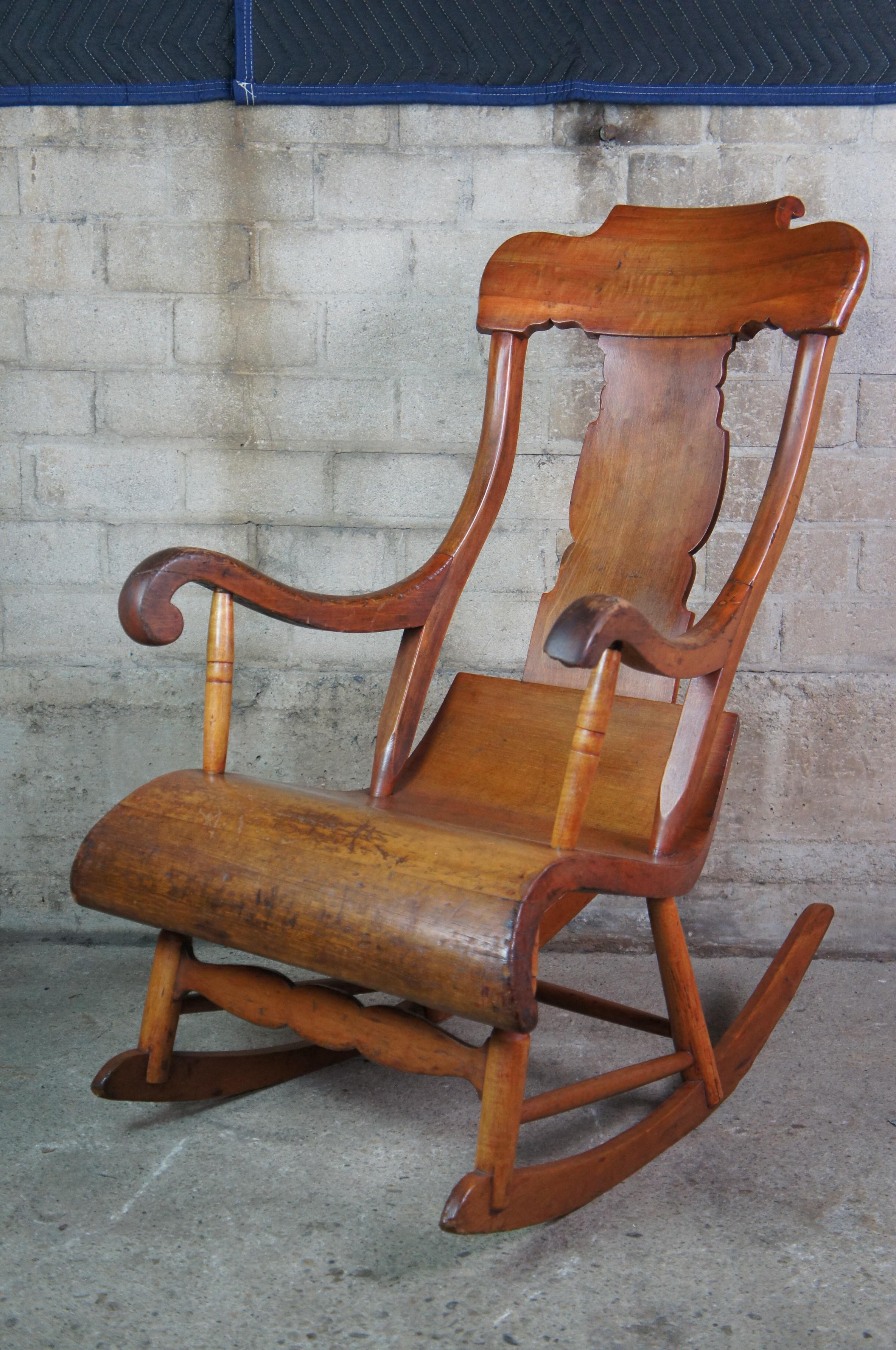 Antique 19th Century Early American Maple Bentwood Rocking Arm Chair 3