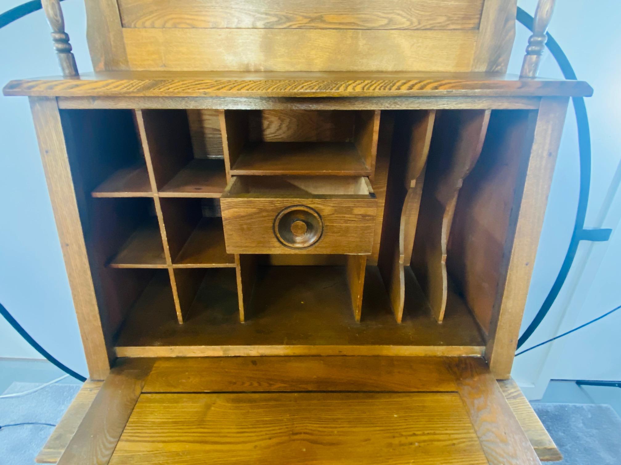 Antique 19th Century Early American Oak Secretary Desk 3