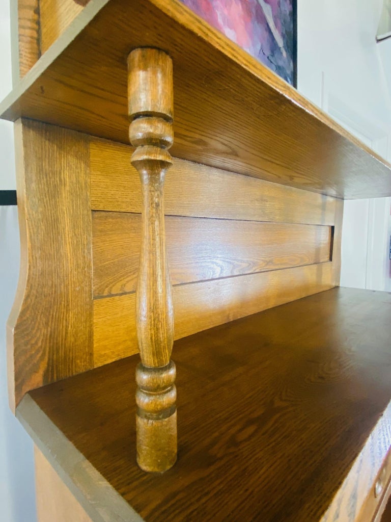 Antique 19th Century Early American Oak Secretary Desk For Sale 12