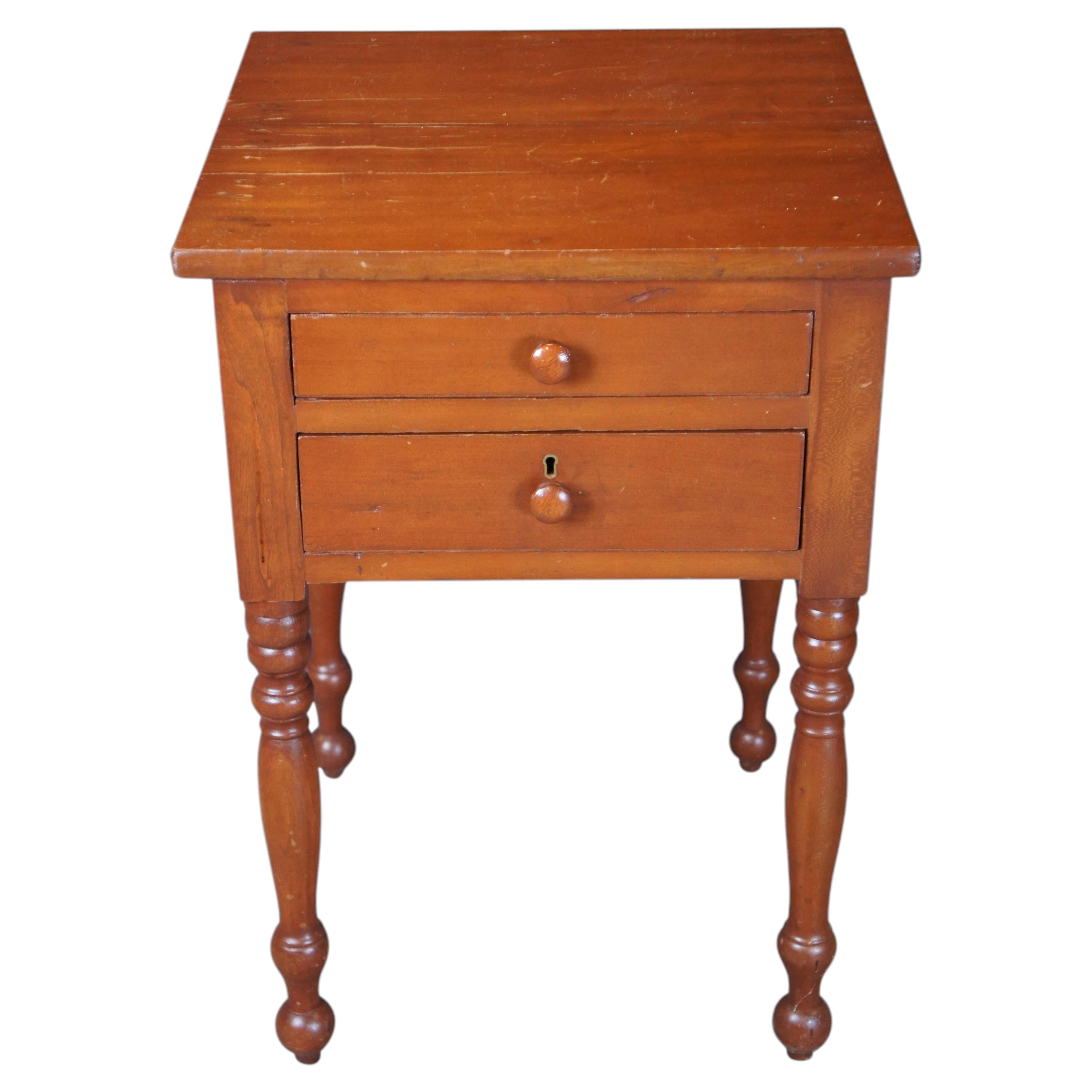 Antique 19th Century Early American Primitive Cherry Accent Table Nightstand 29"
