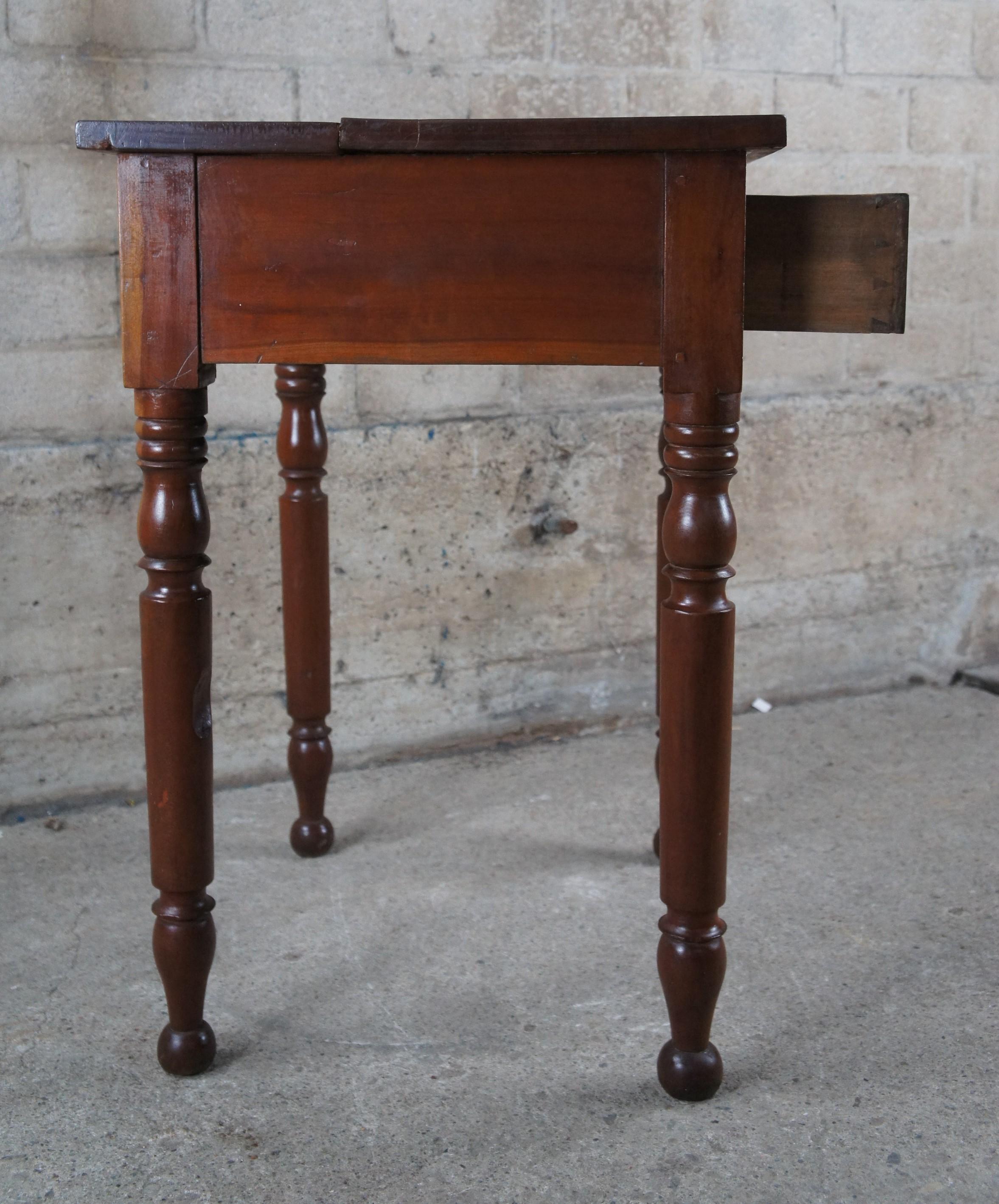 Antique 19th Century Early American Primitive Cherry Side Accent Table Nightstan 1