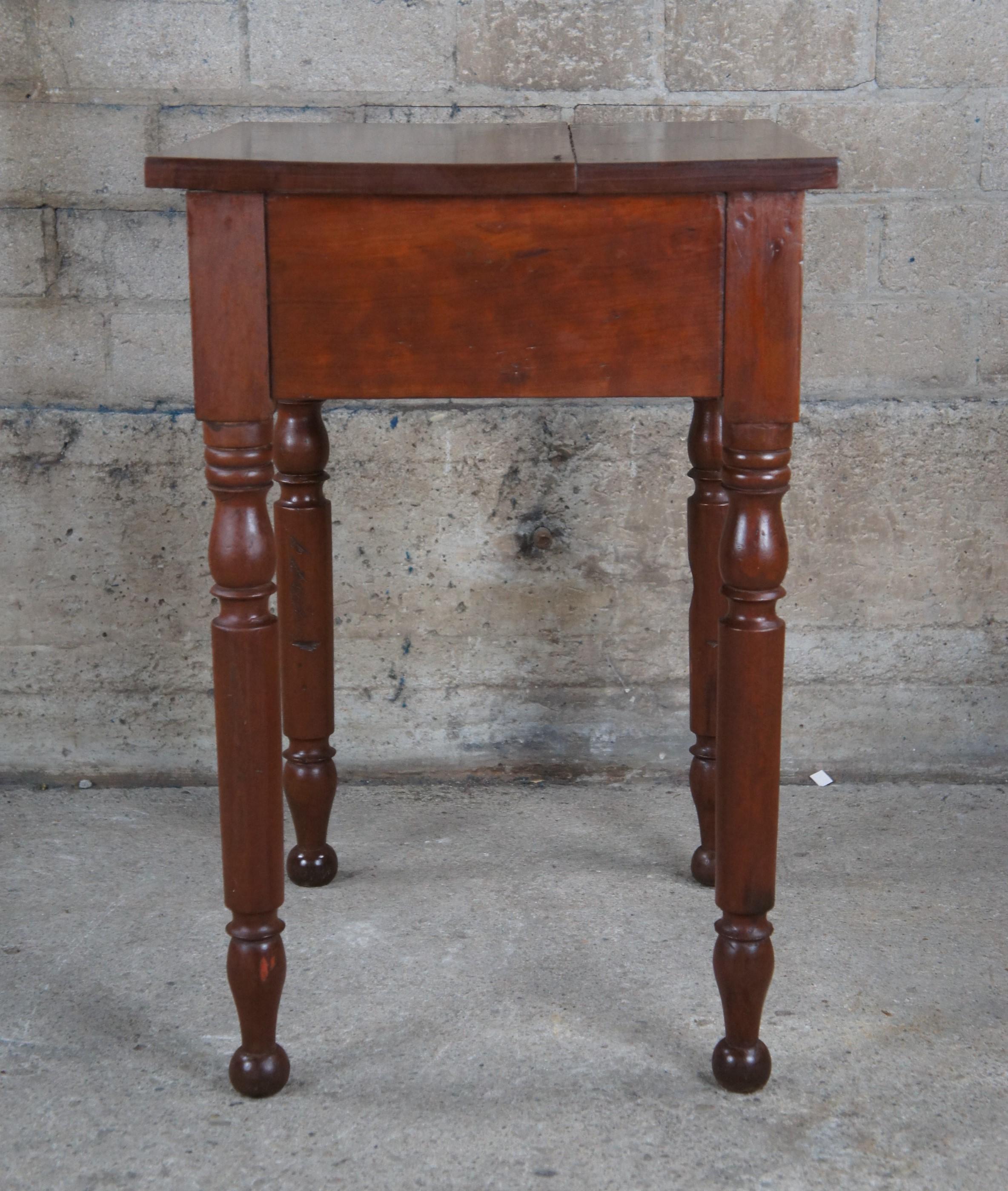 Antique 19th Century Early American Primitive Cherry Side Accent Table Nightstan 3