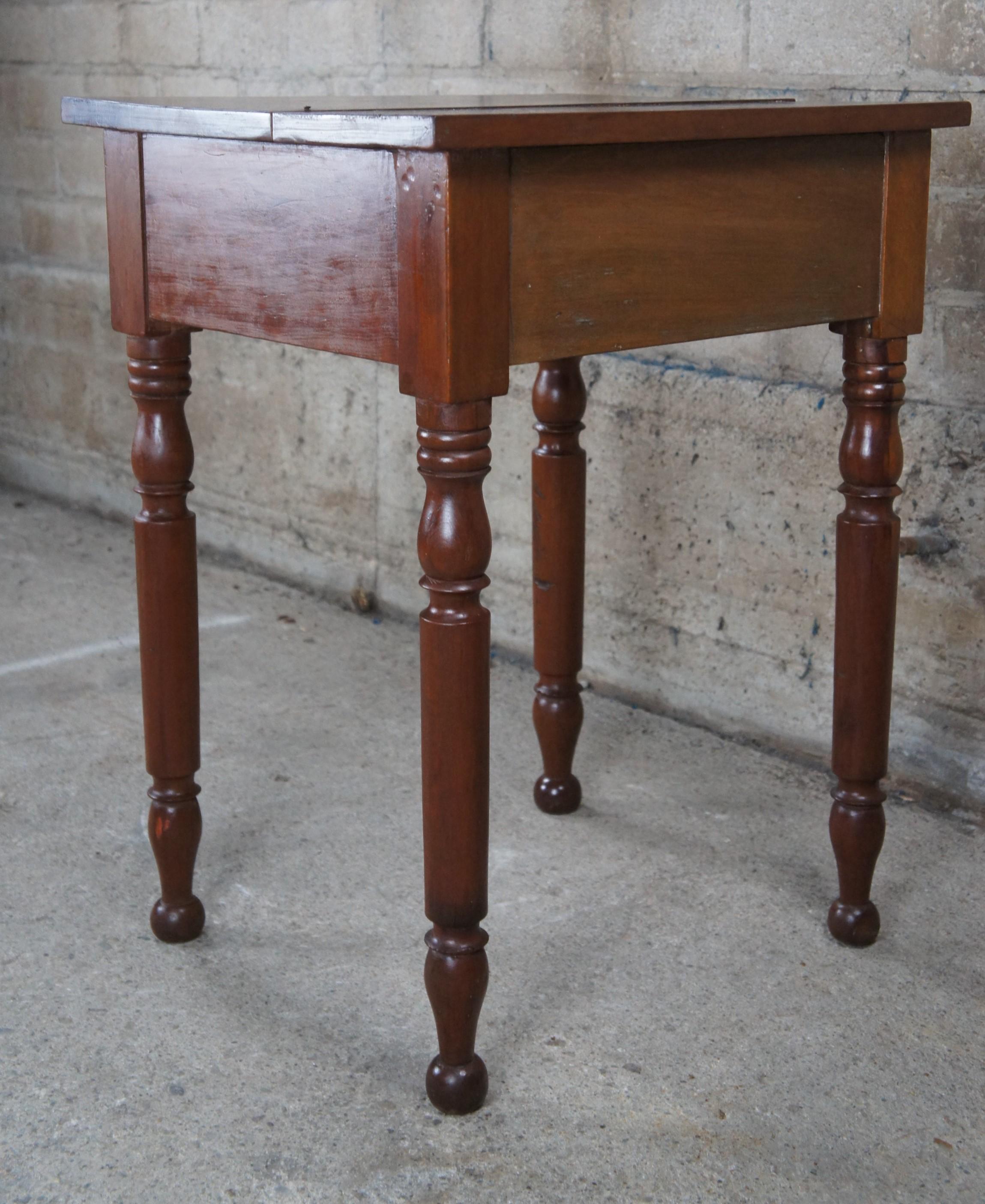Antique 19th Century Early American Primitive Cherry Side Accent Table Nightstan 4