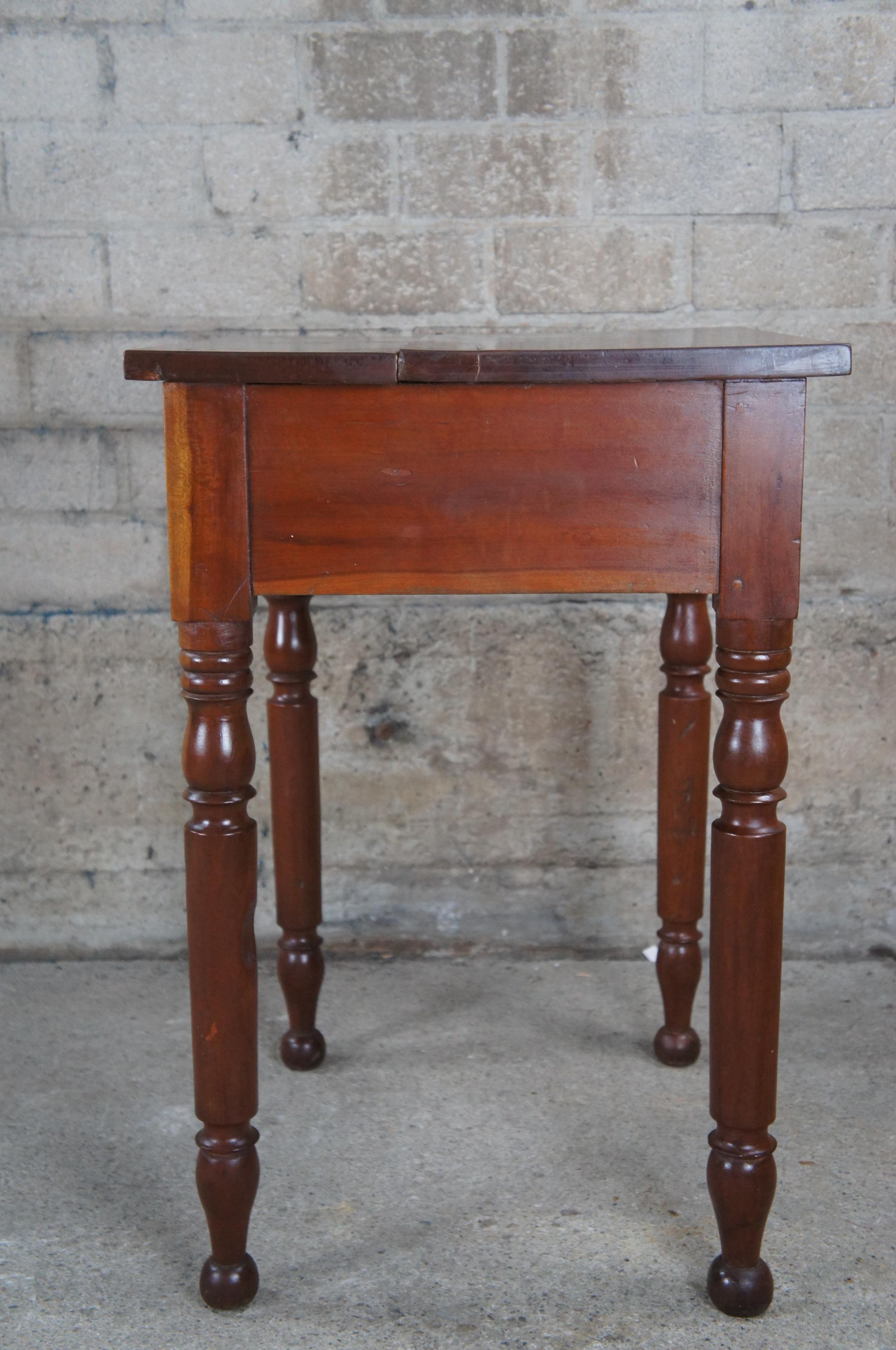 Antique 19th Century Early American Primitive Cherry Side Accent Table Nightstan 5