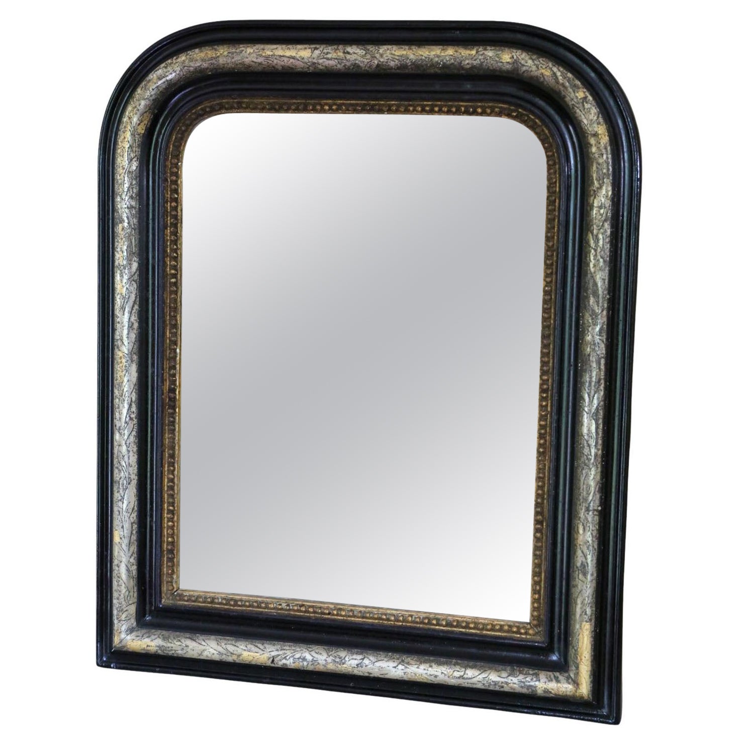 Antike 19. Jahrhundert Ebonisiert Vergoldet Overmantel Wandspiegel Vintage Schwarz Gold im Angebot