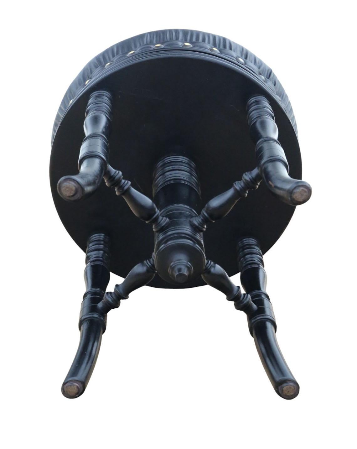 Late 19th Century Antique 19th Century Ebonised Mahogany Revolving Adjustable Piano Stool For Sale