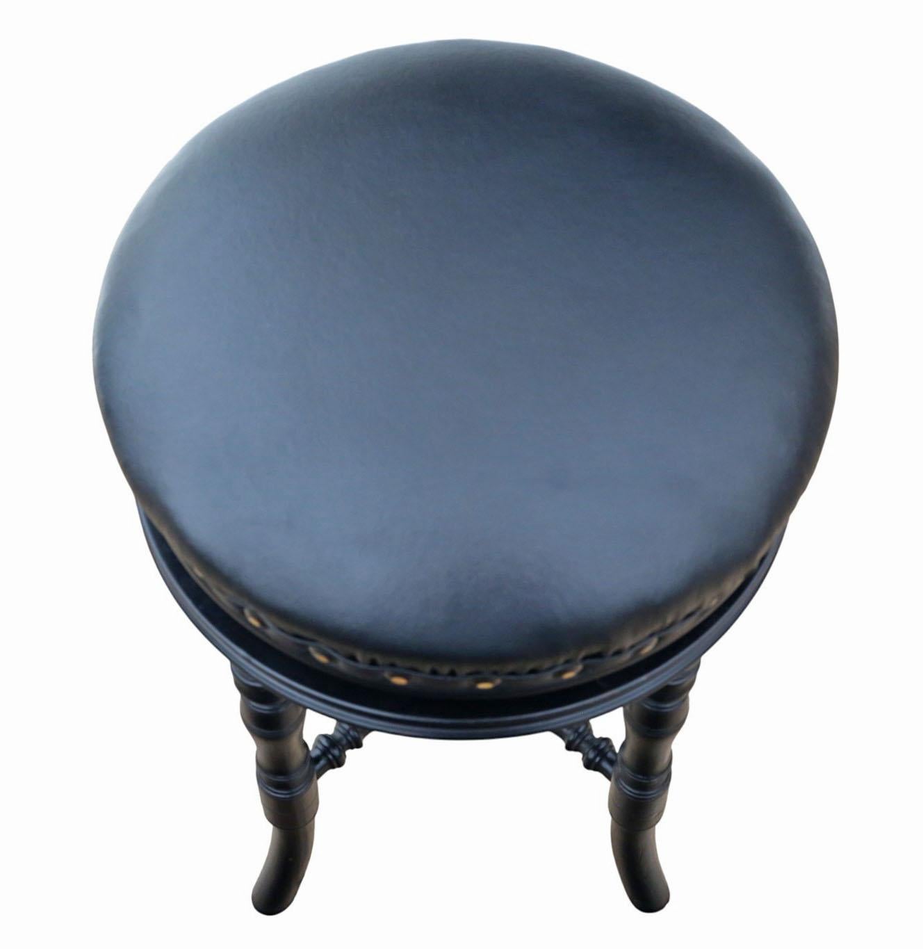 European Antique 19th Century Ebonised Mahogany Revolving Adjustable Piano Stool For Sale