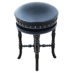 Antique 19th Century Ebonised Mahogany Revolving Adjustable Piano Stool