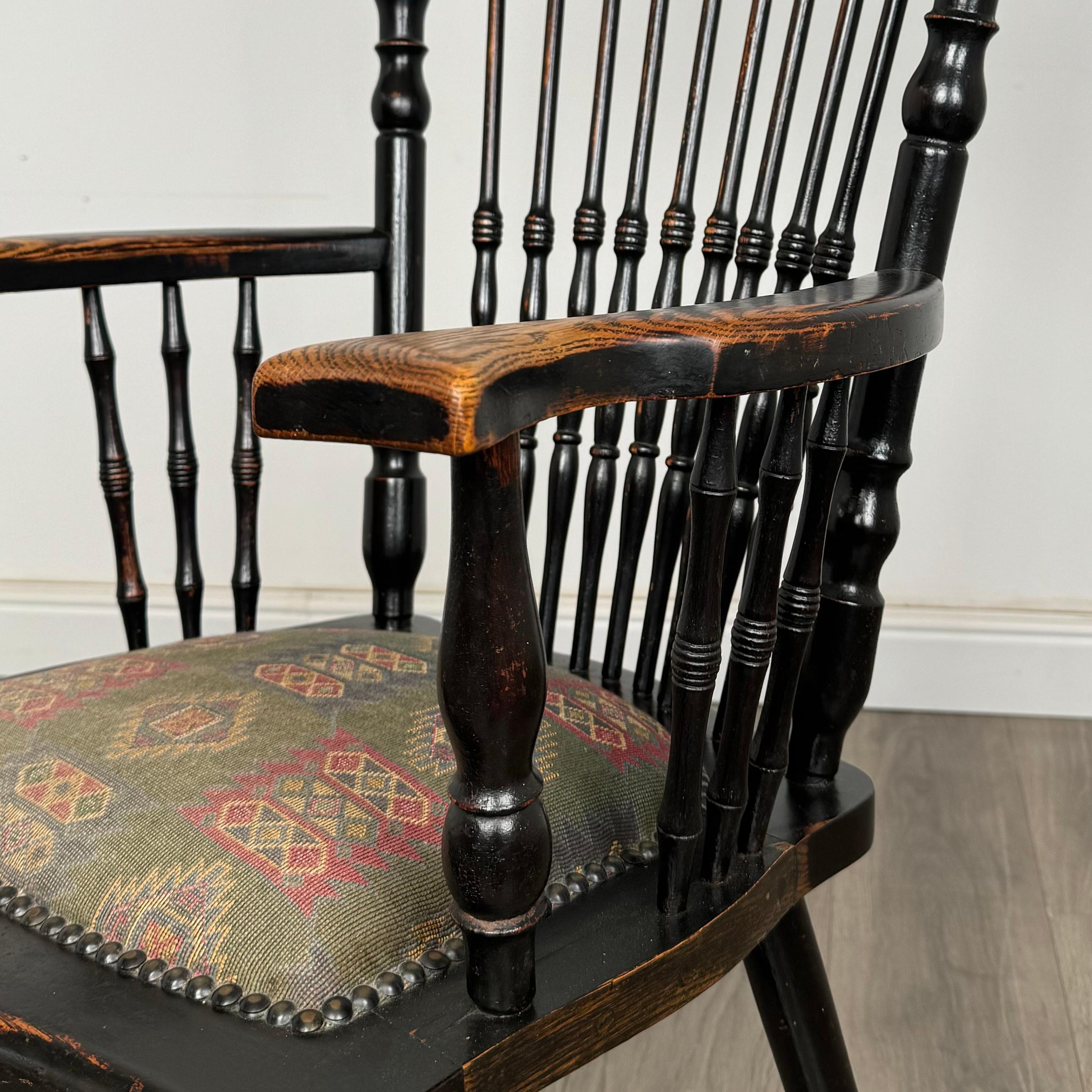 Antiker ebonisierter Windsor-Sessel aus Eiche aus dem 19. Jahrhundert ( REF AF-3467) im Angebot 6