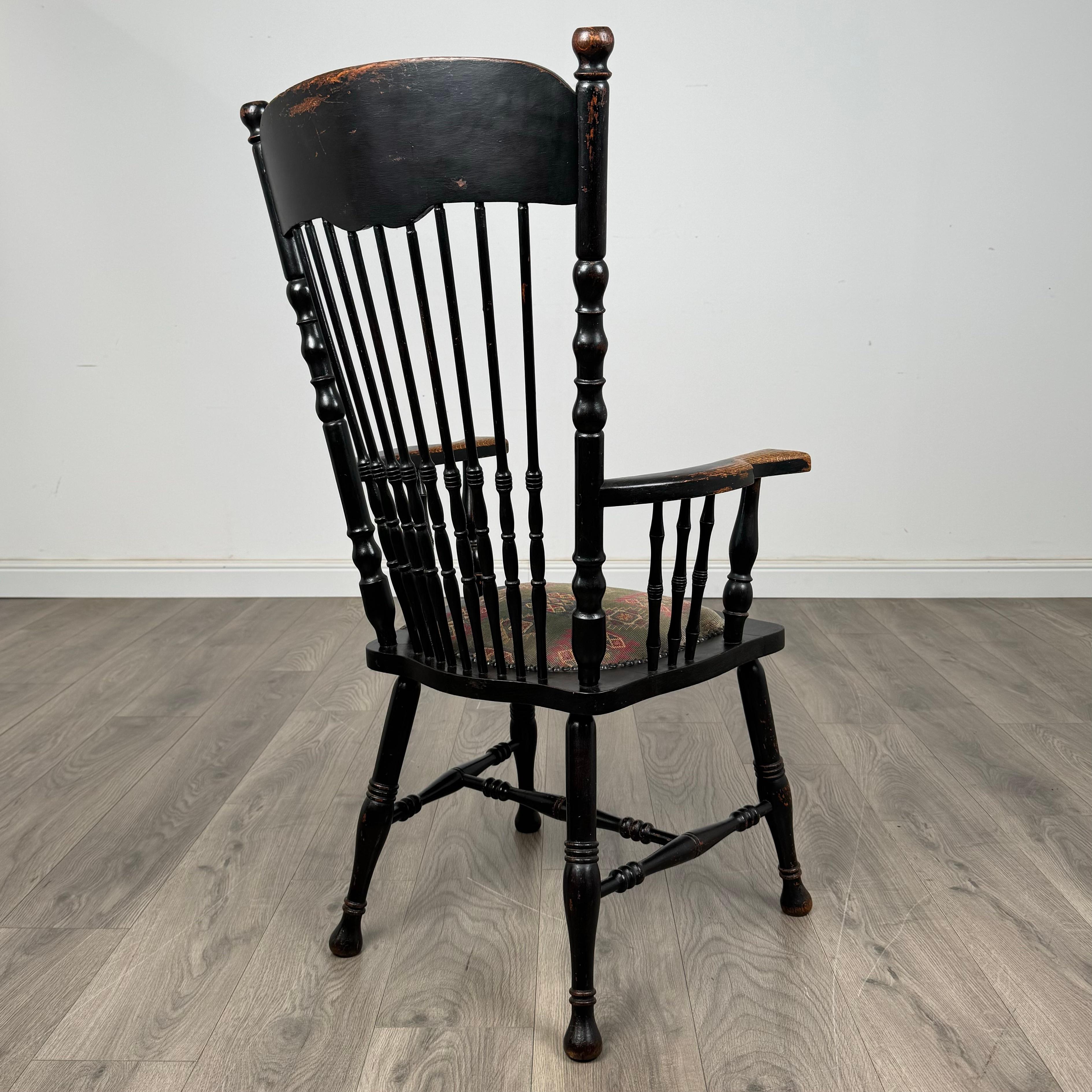 Antiker ebonisierter Windsor-Sessel aus Eiche aus dem 19. Jahrhundert ( REF AF-3467) im Angebot 1
