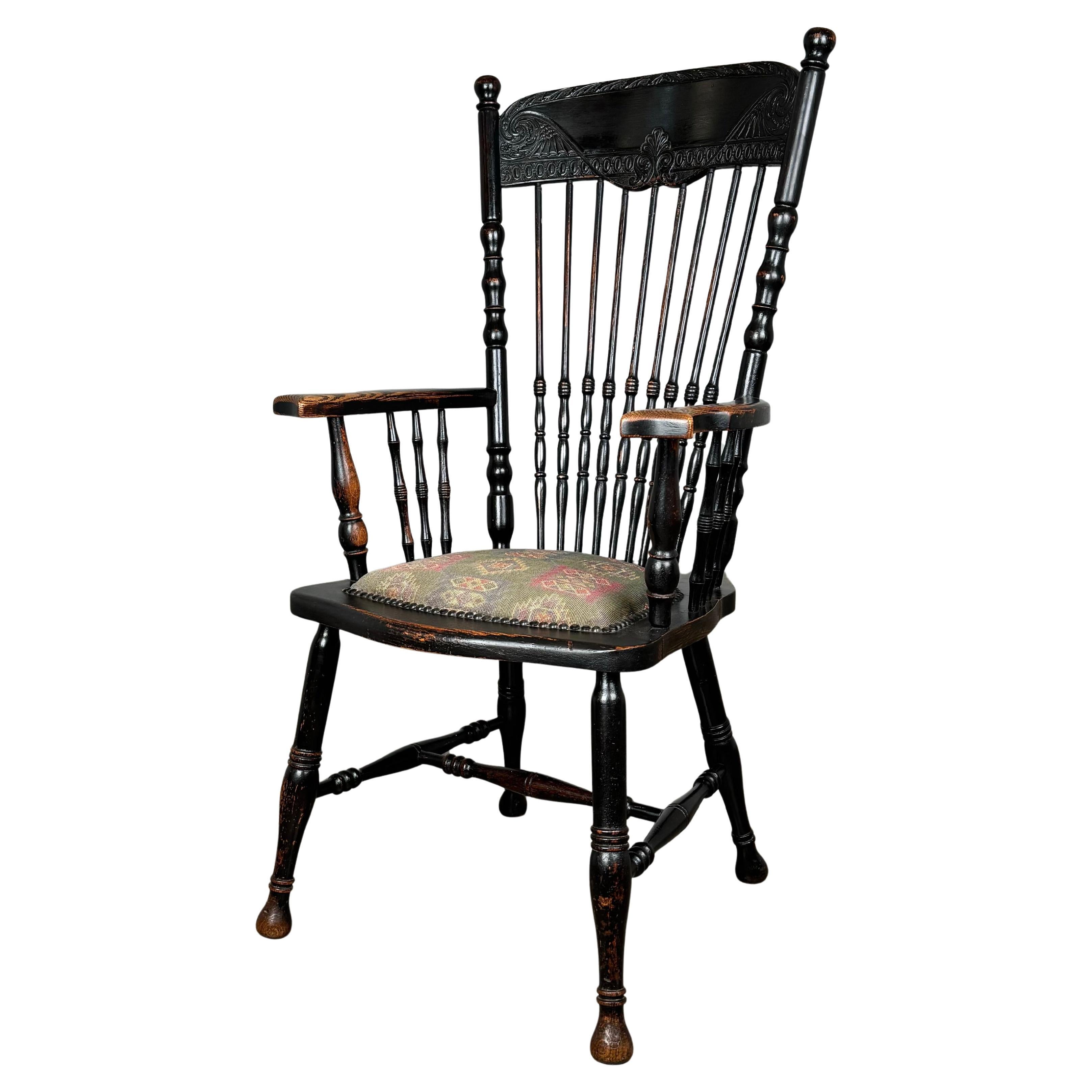 Antiker ebonisierter Windsor-Sessel aus Eiche aus dem 19. Jahrhundert ( REF AF-3467) im Angebot