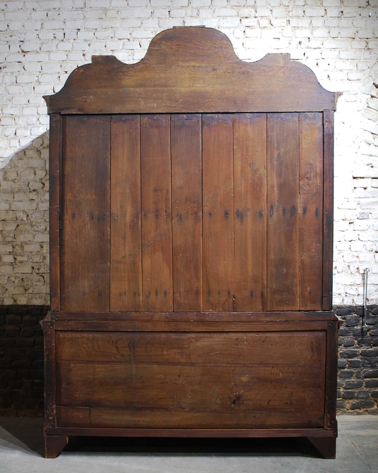 Antique 19th Century Empire Dutch Bombe Solid Oak Cabinet For Sale 8