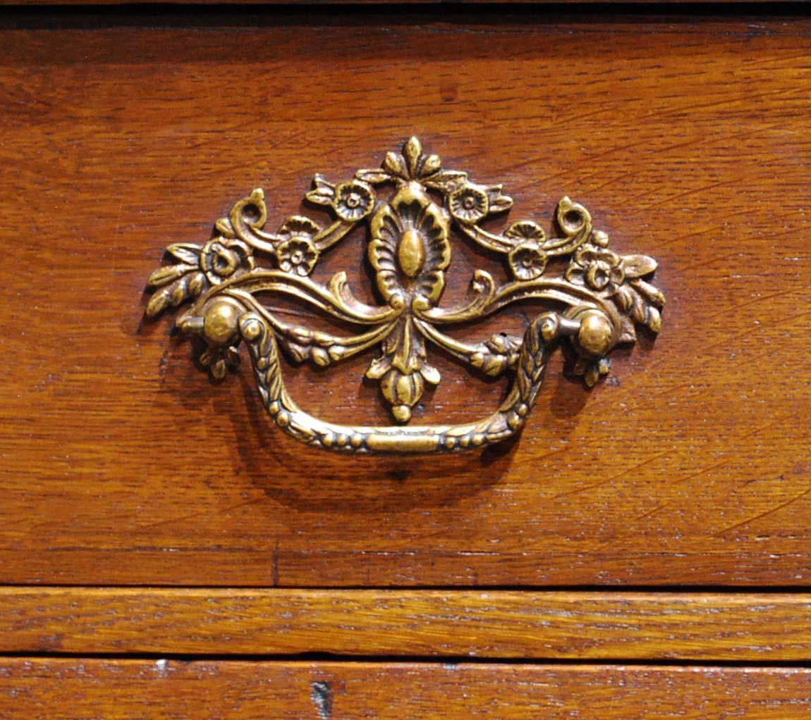 Antique 19th Century Empire Dutch Bombe Solid Oak Cabinet For Sale 3