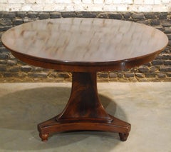 Antique 19th Century Empire Dutch Mahogany Round Dining Table