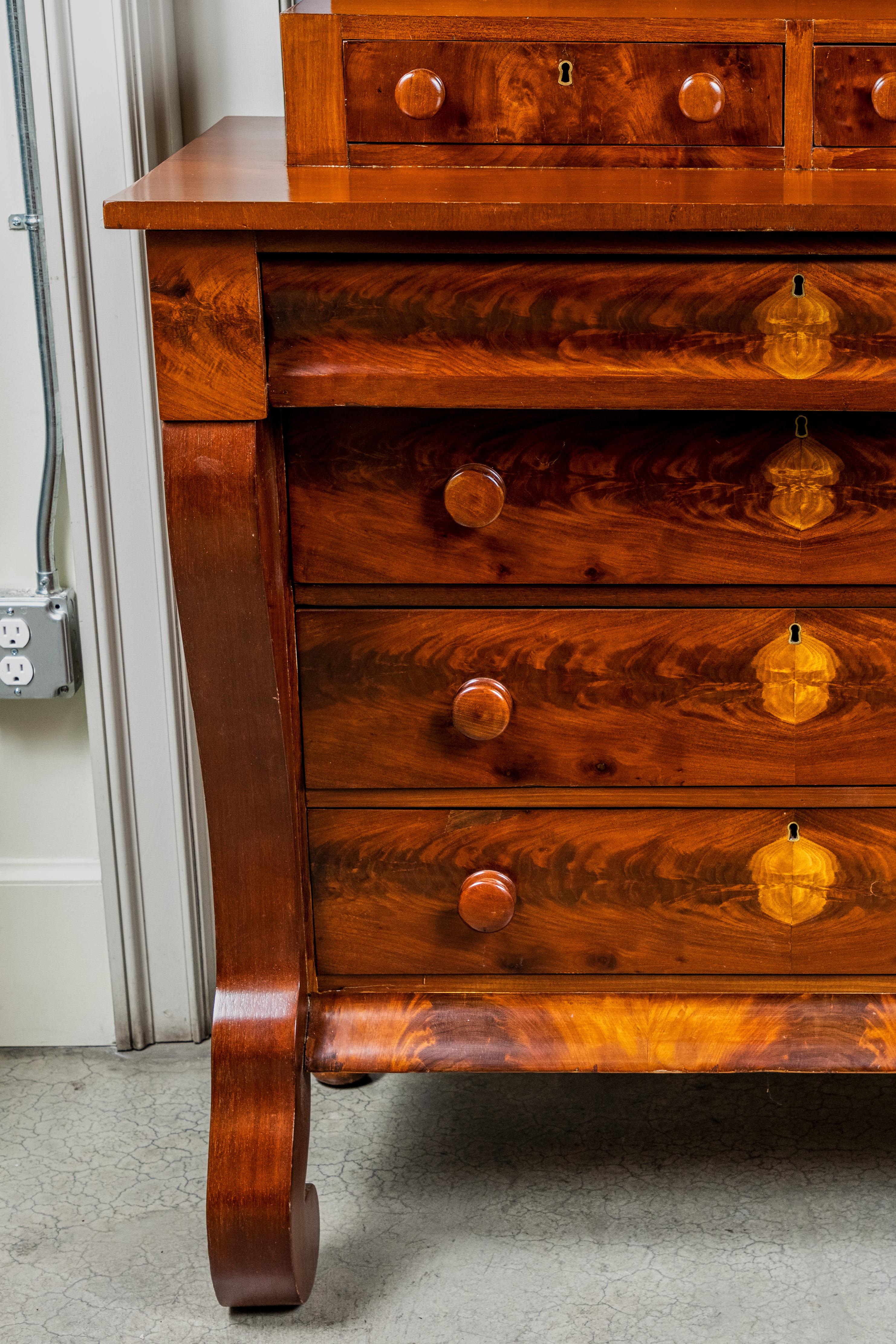 Antique 19th Century Empire Mahogany 6-Drawer Chest 2