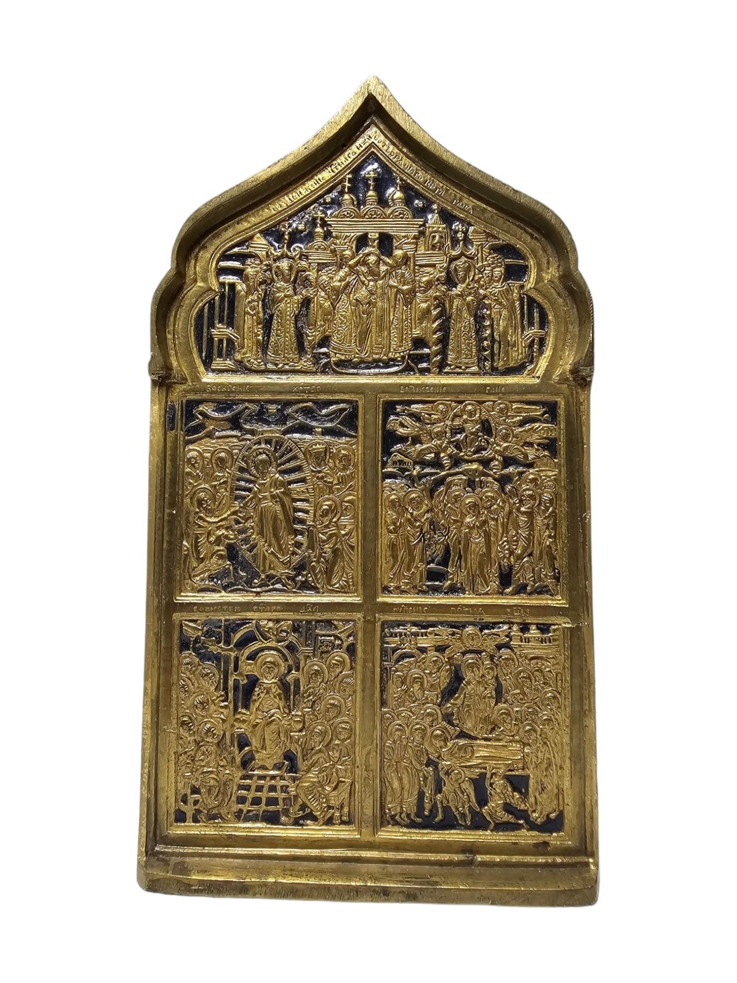 Antique 19th Century Enamelled Bronze Travel Icon For Sale 1