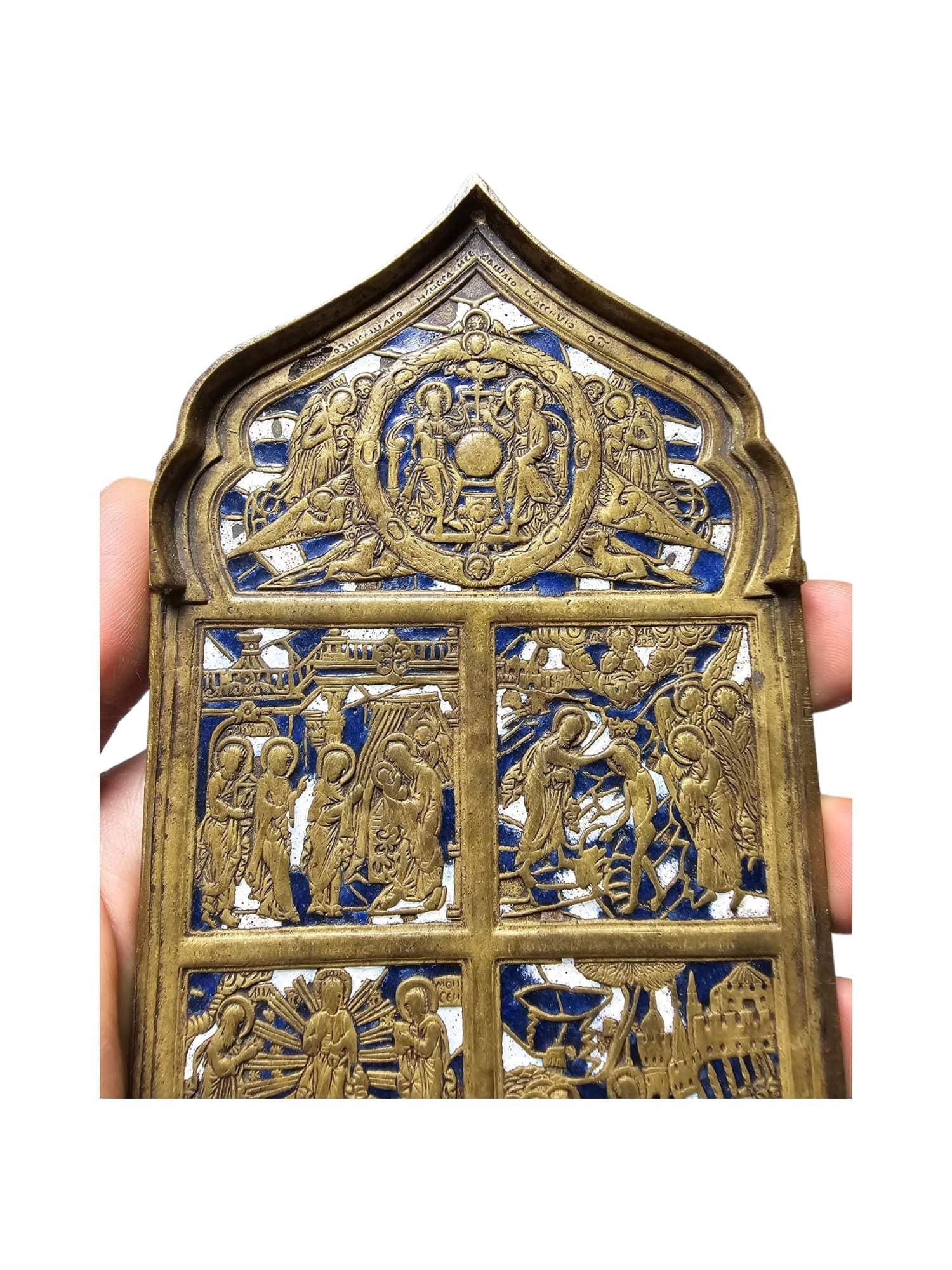 Antique 19th Century Enamelled Bronze Travel Icon For Sale 2