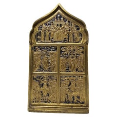 Antique 19th Century Enamelled Bronze Travel Icon