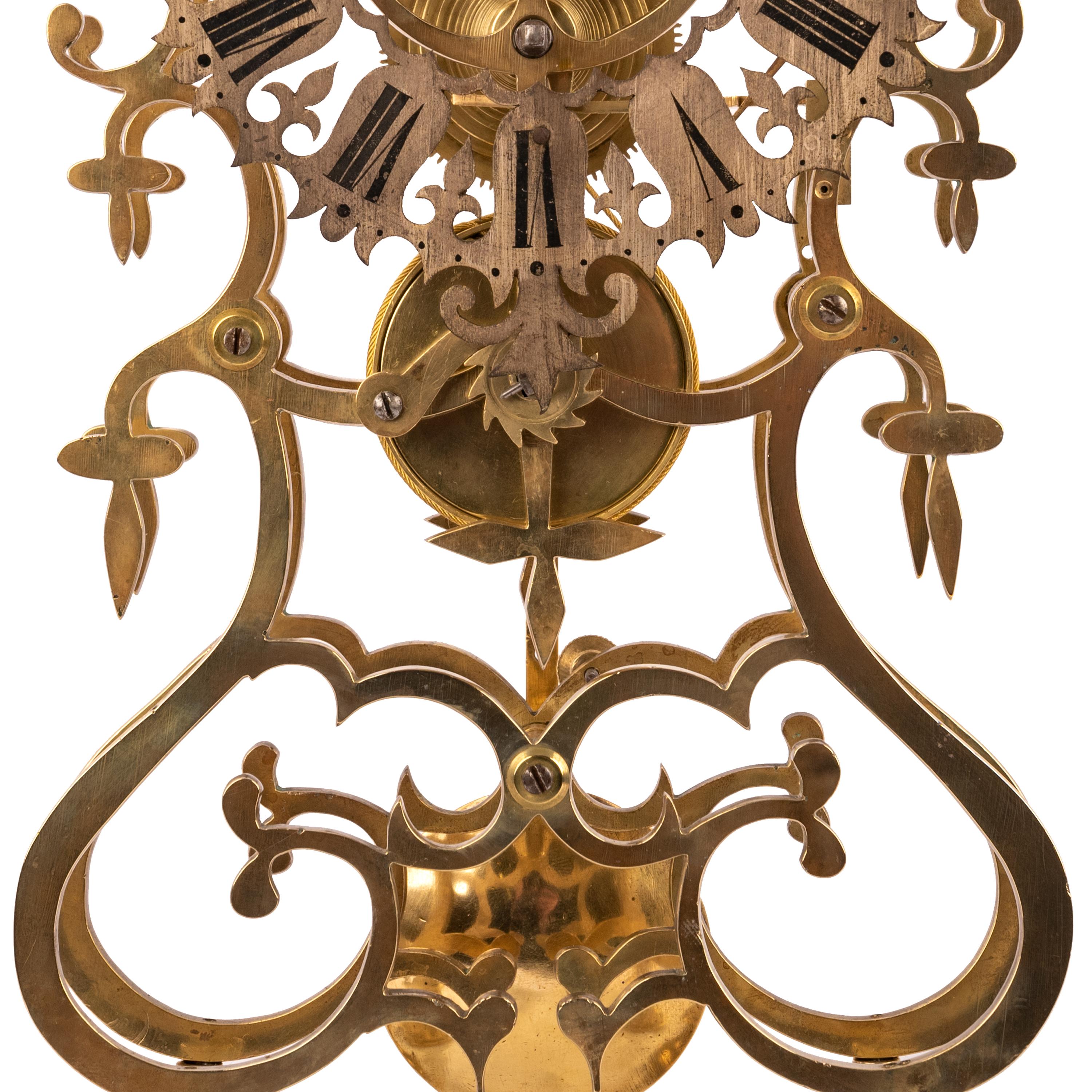 Antique 19th Century English 8 Day Fusee Brass & Glass Dome Skeleton Clock, 1870 For Sale 5