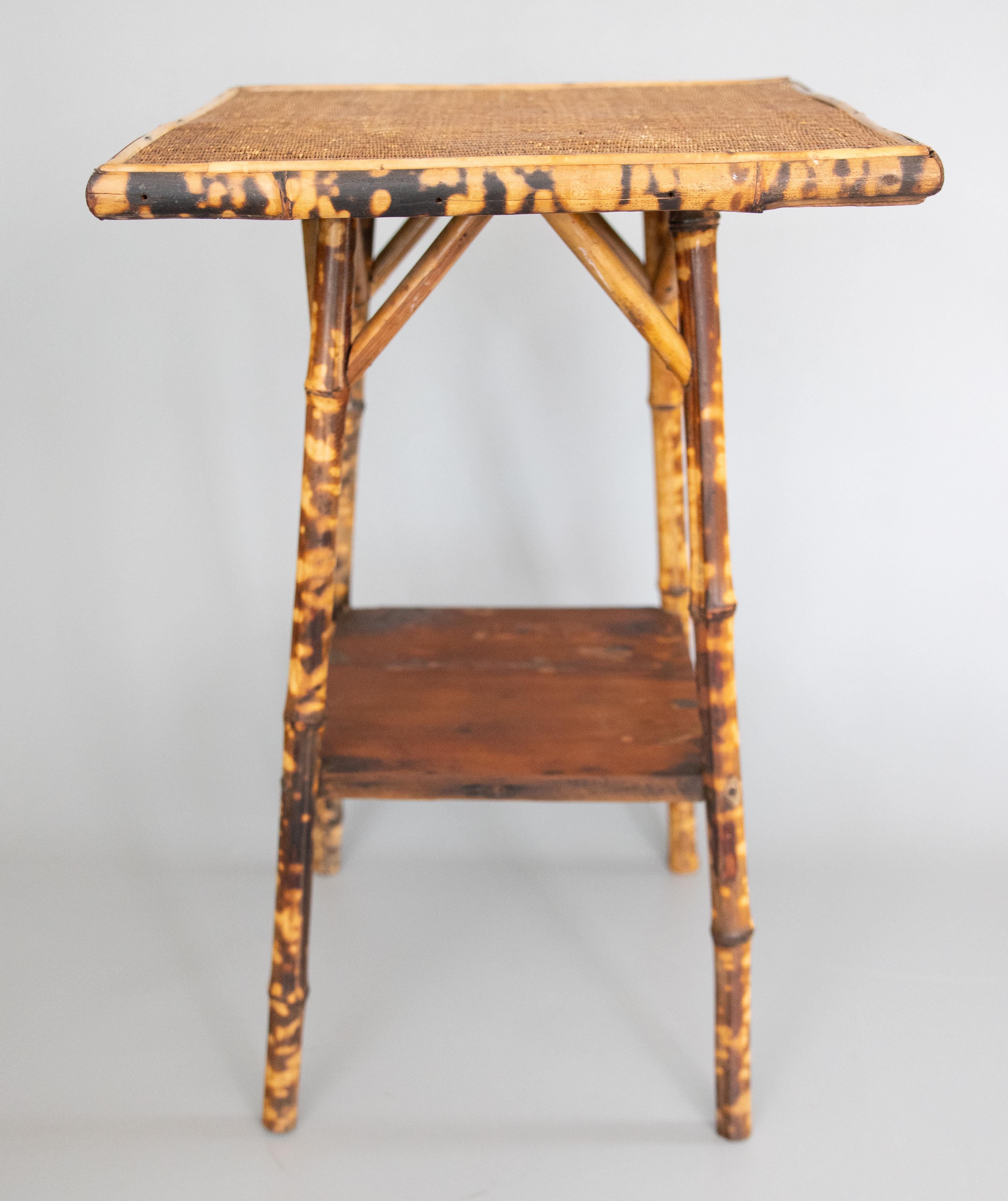 Antique 19th-Century English Bamboo Side Table In Good Condition In Pearland, TX