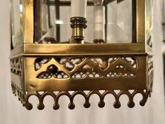 Antique 19th Century English Brass Beveled Glass Lantern